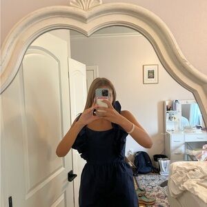 Elegant Navy Blue Ruffled Jumpsuit